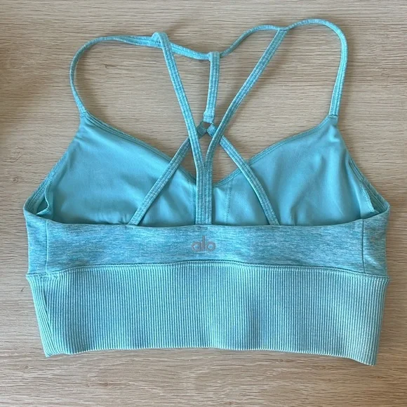 Alo Yoga Alosoft Lavish Bra Blue Quartz Heather Small - Picture 6 of 8